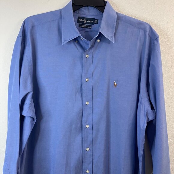 Ralph Lauren Oxford Shirt Mens Blue Long Sleeve 100% Cotton Button Down - Picture 4 of 15